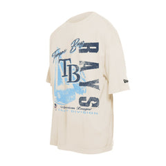 Tampa Bay Rays Cooperstown Collection Oversized Throwback Distressed T-Shirt - Cream | New Era