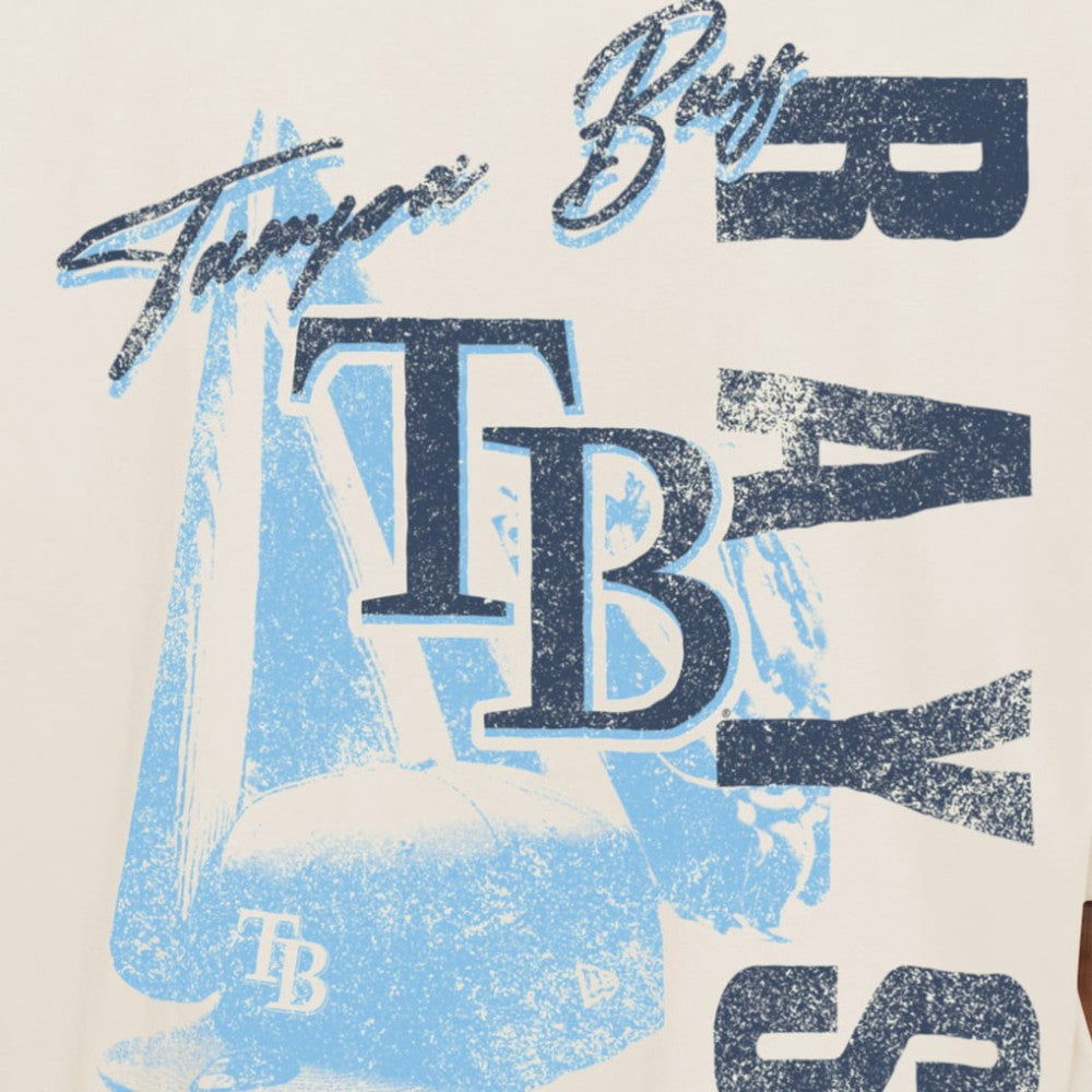 Tampa Bay Rays Cooperstown Collection Oversized Throwback Distressed T-Shirt - Cream | New Era