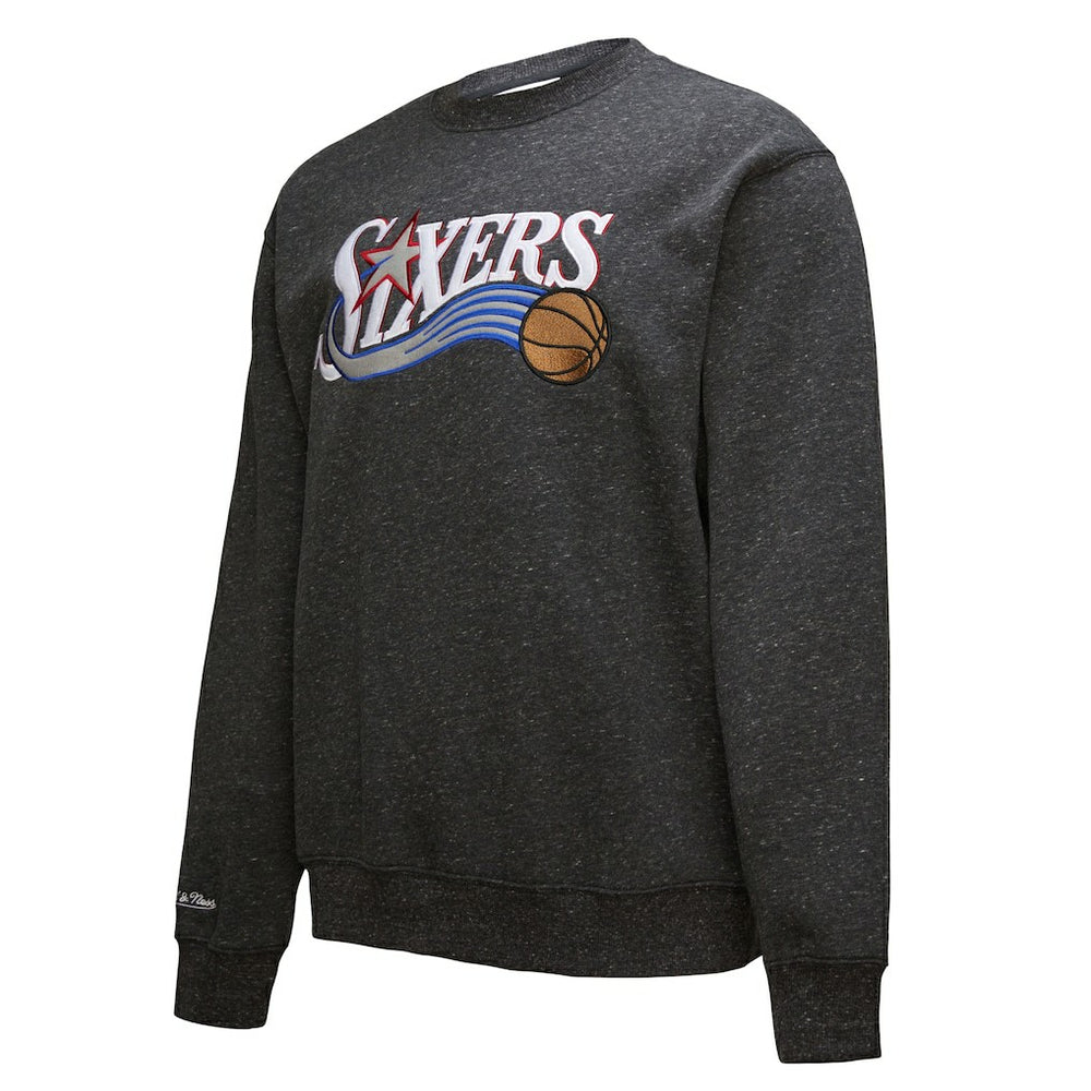 Philadelphia 76ers Hardwood Classics Blackout Collection Snow Washed Pullover Sweatshirt - Black cheap