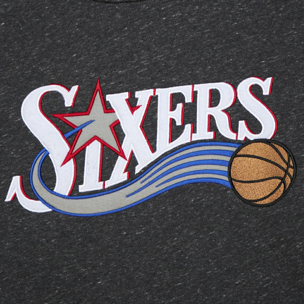 Philadelphia 76ers Hardwood Classics Blackout Collection Snow Washed Pullover Sweatshirt - Black cheap