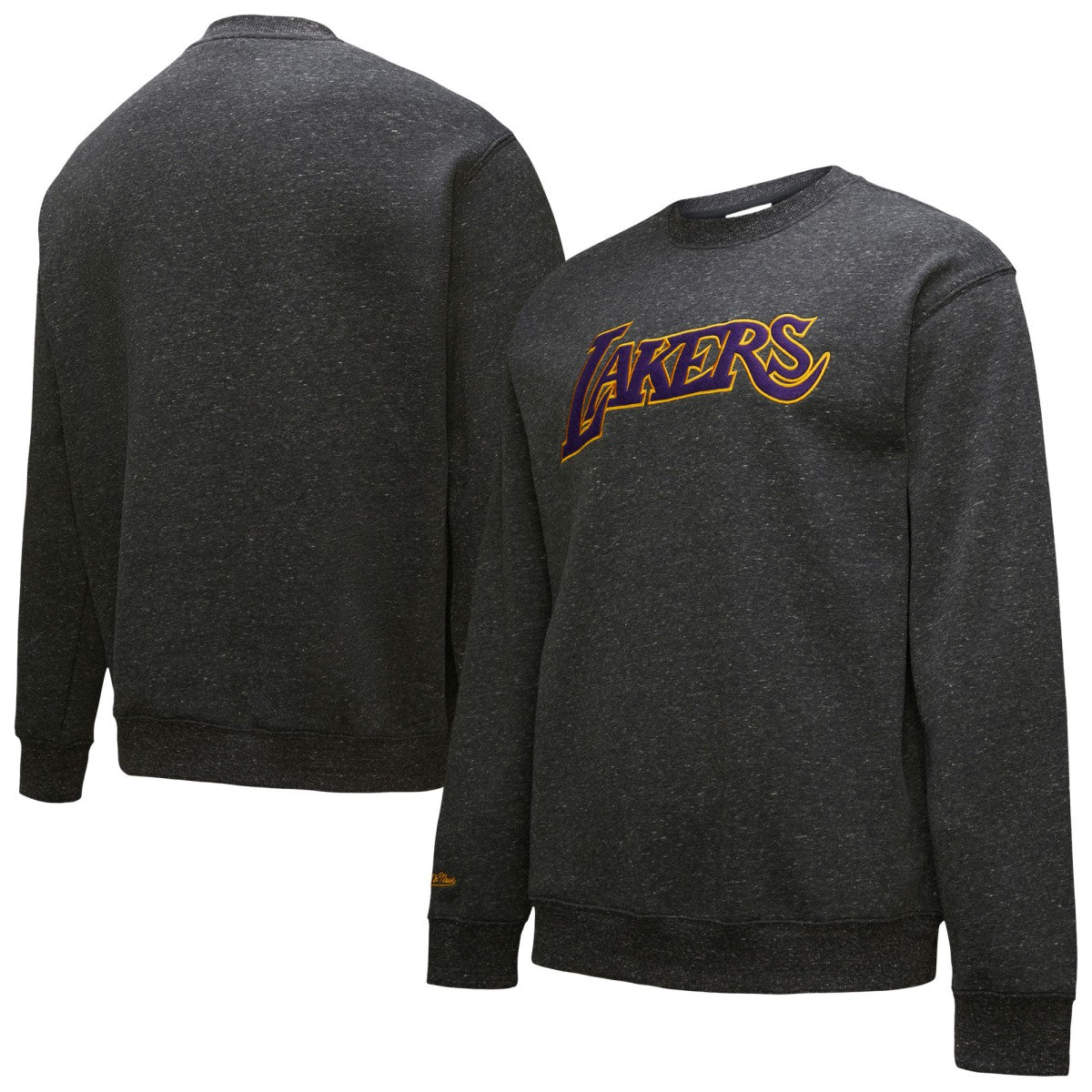 Los Angeles Lakers Black Out Collection Snow Washed Vintage Logo Pullover Sweatshirt - Black | Mitchell & Ness online