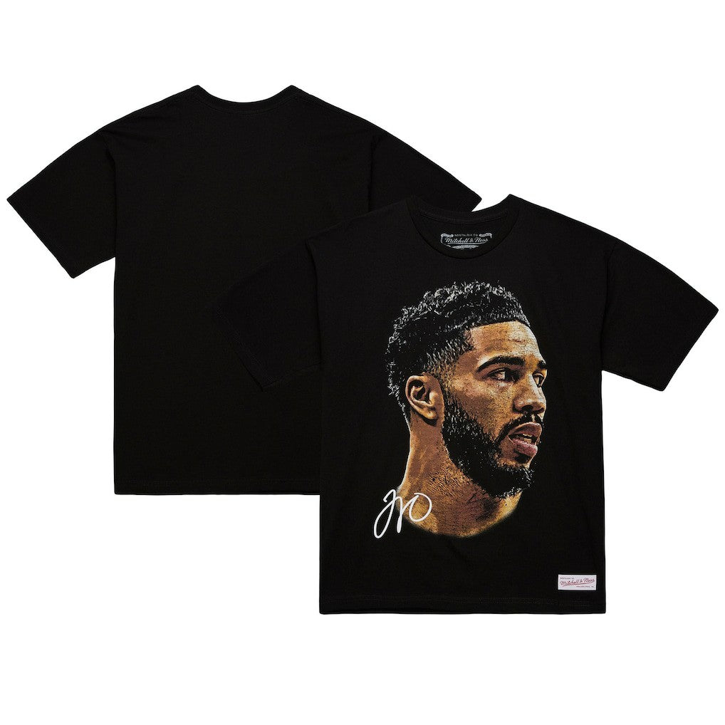 Jayson Tatum NBA Unisex Real Big Face Player T-Shirt - Black | Mitchell & Ness for sale