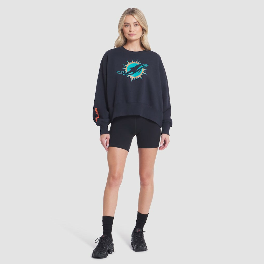Miami Dolphins Women's 2025 Rivalries Collection Oversized Phoenix Fleece Sweatshirt - Pitch Blue | Nike cheap