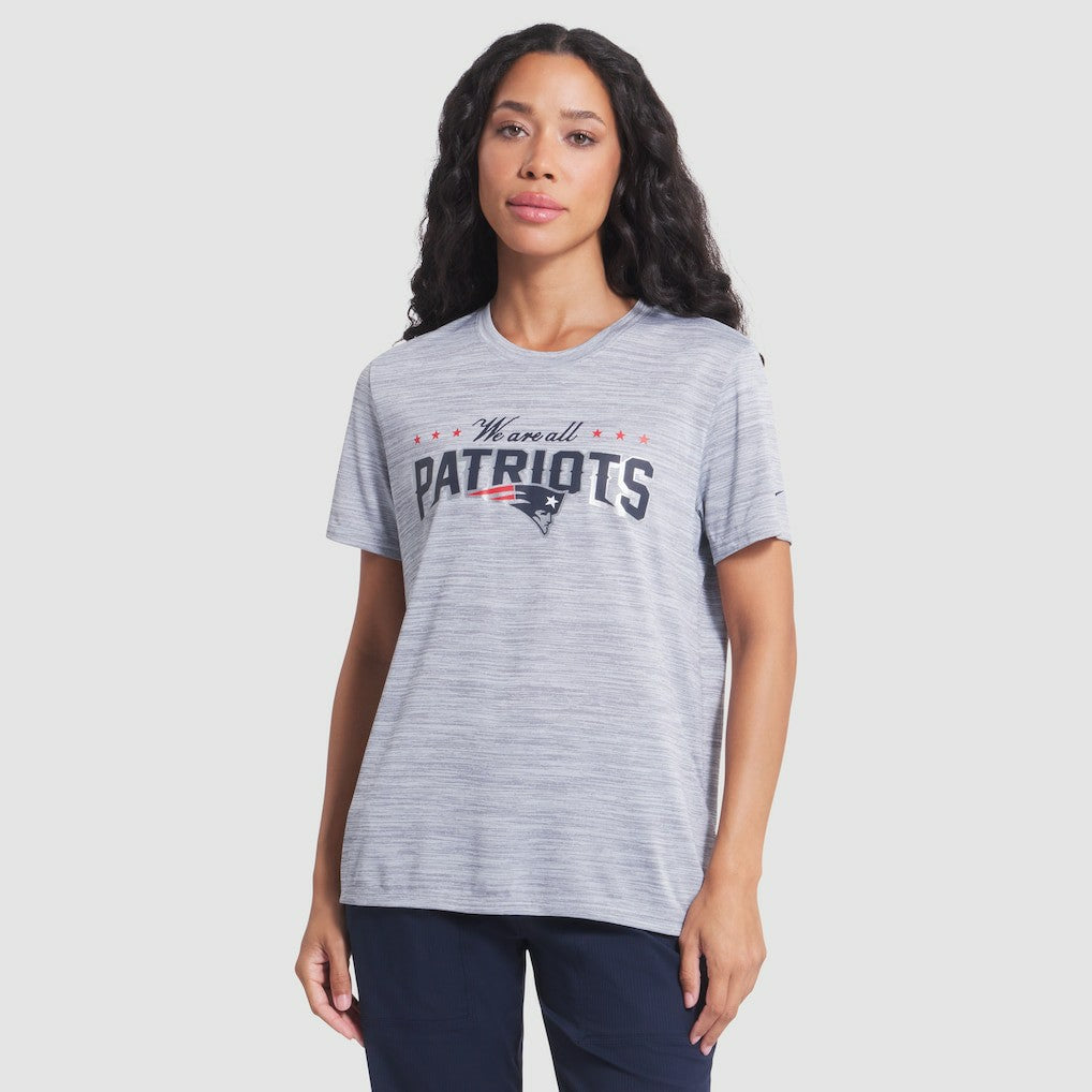New England Patriots Women's 2025 Rivalries Collection Sideline Velocity Dri-FIT T-Shirt - Silver | Nike on sale