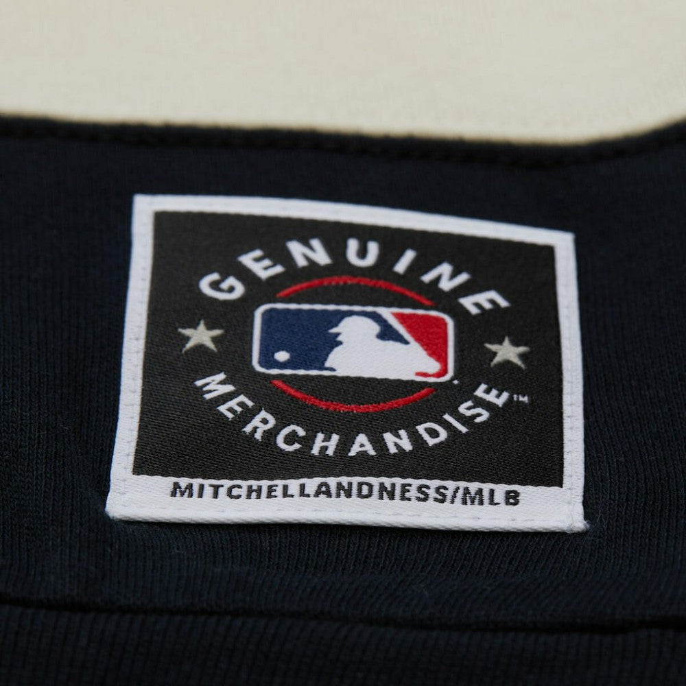 Minnesota Twins Women's Cooperstown Collection Blocked Fleece Pullover Sweatshirt- Navy/Black | Mitchell & Ness