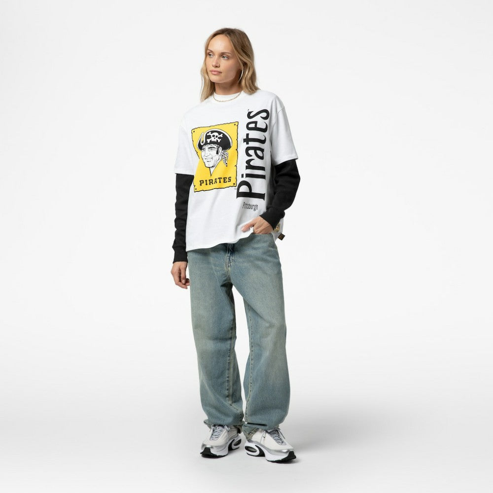 Pittsburgh Pirates Women's Cooperstown Collection Boyfriend T-Shirt - White | Mitchell & Ness