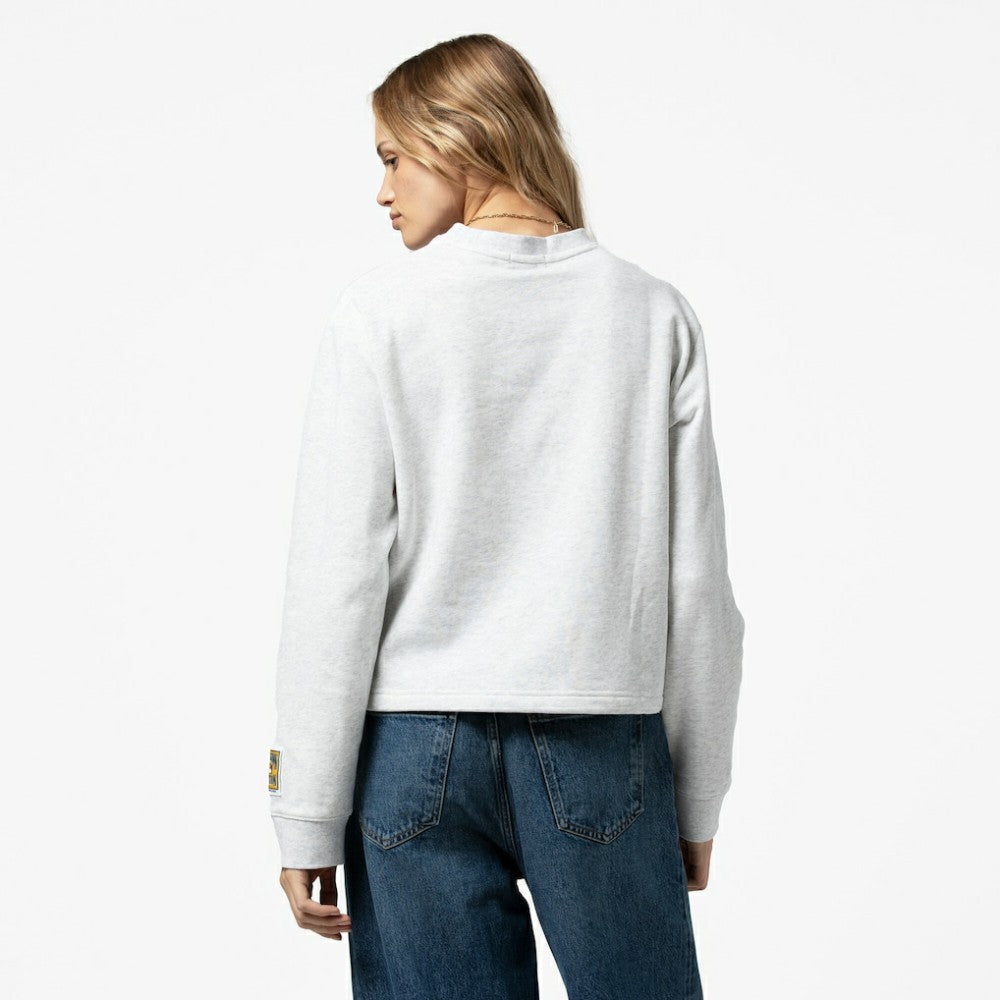 Philadelphia Phillies Women's Cropped Toggle Pullover Sweatshirt - Heather Gray | Mitchell & Ness