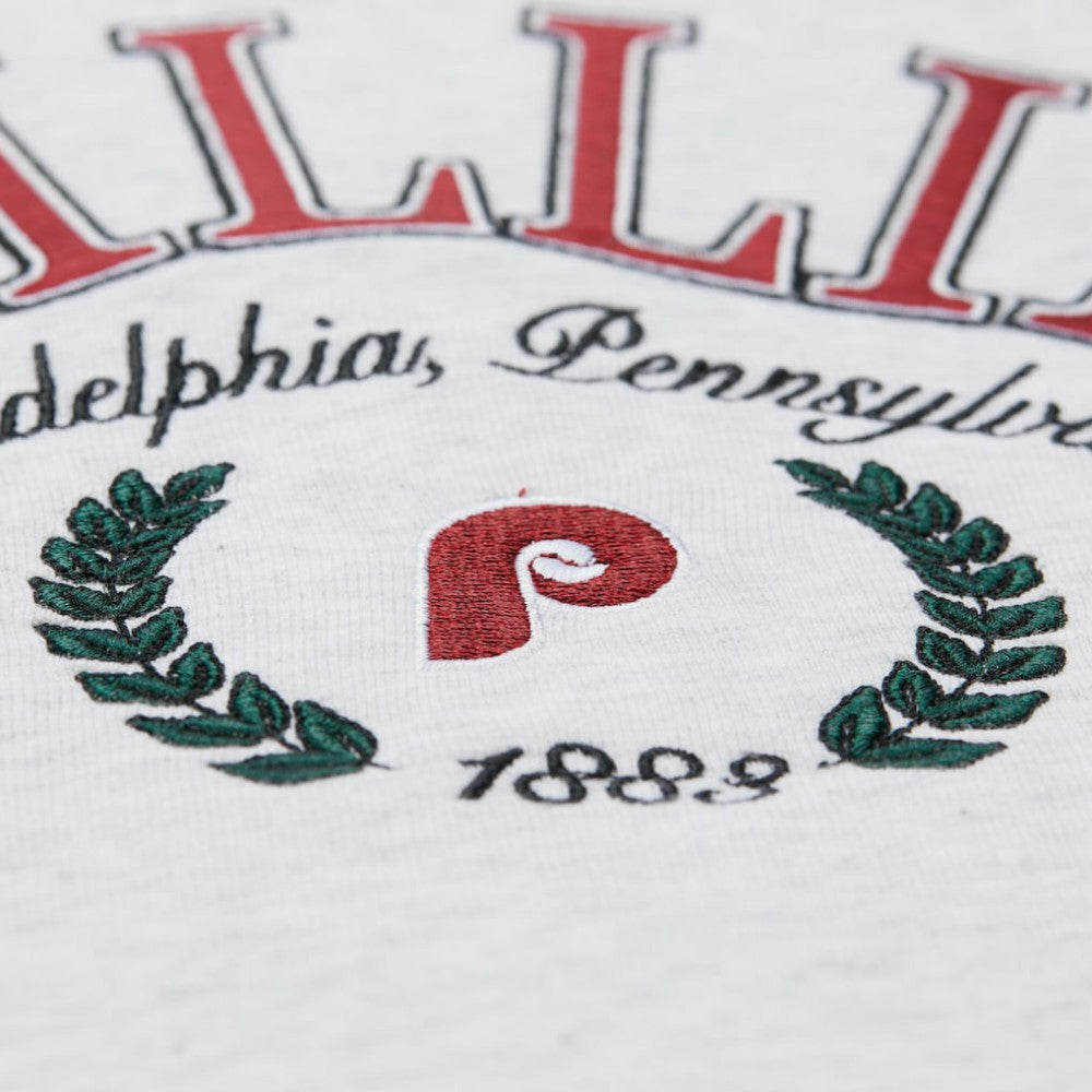 Philadelphia Phillies Women's Cropped Toggle Pullover Sweatshirt - Heather Gray | Mitchell & Ness