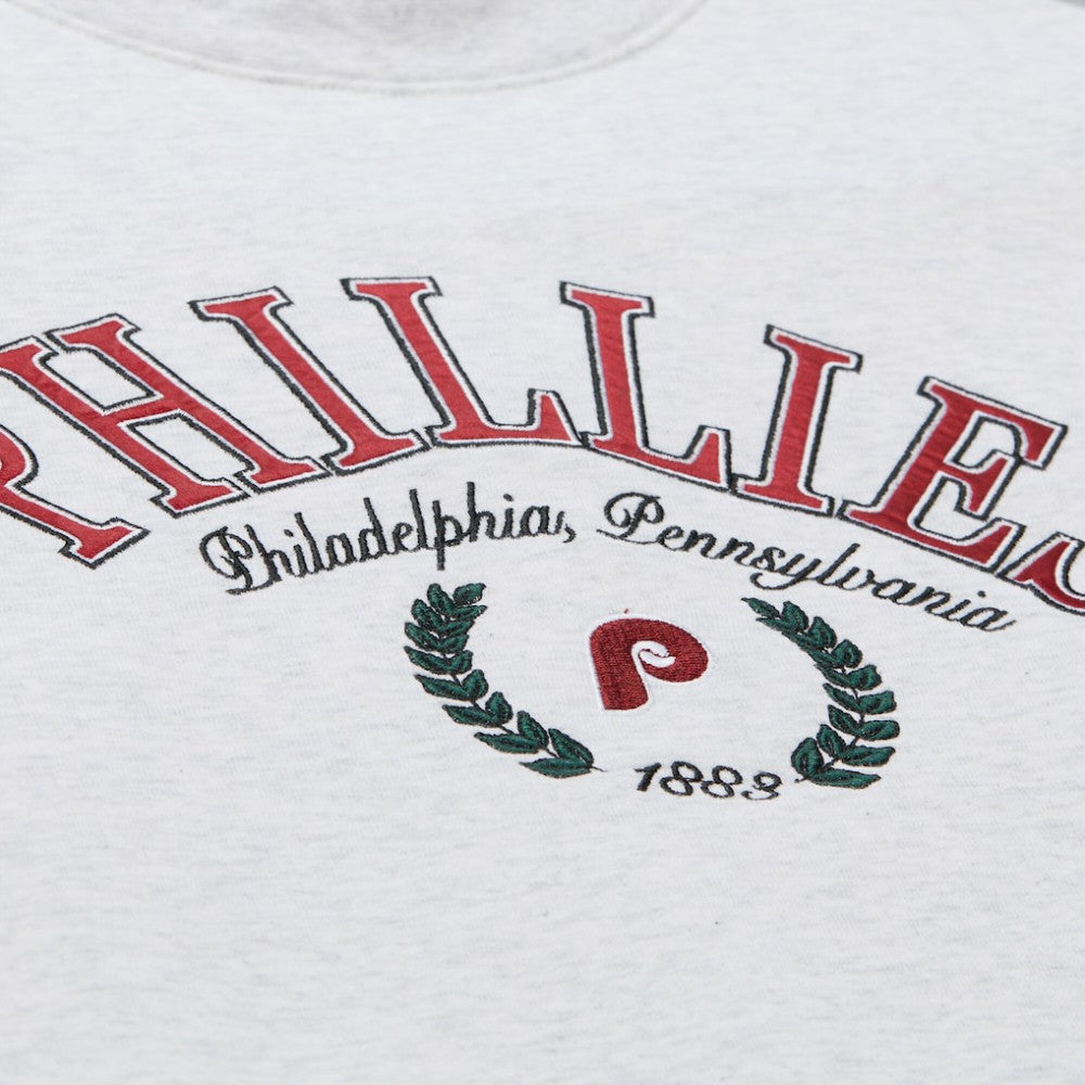 Philadelphia Phillies Women's Cropped Toggle Pullover Sweatshirt - Heather Gray | Mitchell & Ness