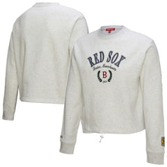 Boston Red Sox Women's Cropped Toggle Pullover Sweatshirt - Heather Gray | Mitchell & Ness