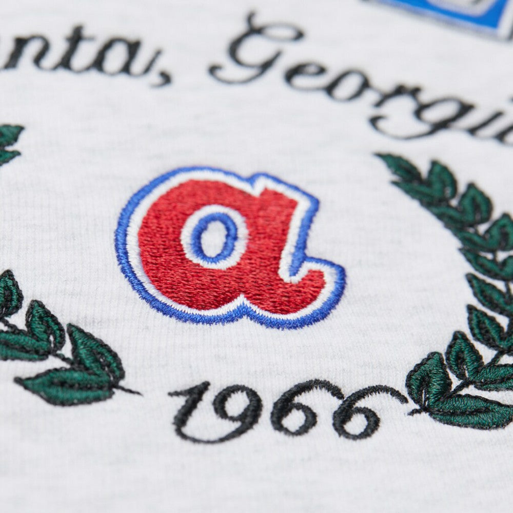 Atlanta Braves Women's Cropped Toggle Pullover Sweatshirt - Heather Gray | Mitchell & Ness