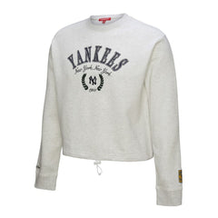 New York Yankees Women's Cropped Toggle Pullover Sweatshirt - Heather Gray | Mitchell & Ness