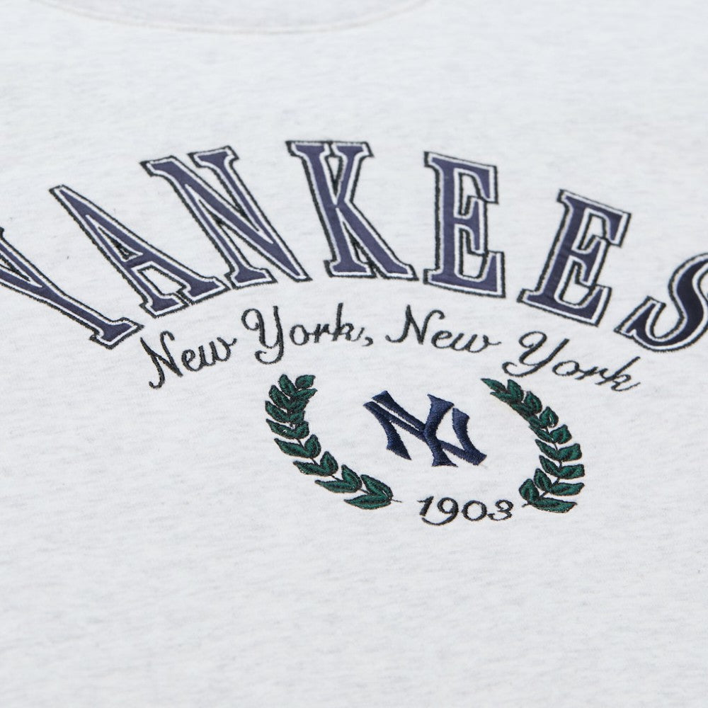 New York Yankees Women's Cropped Toggle Pullover Sweatshirt - Heather Gray | Mitchell & Ness