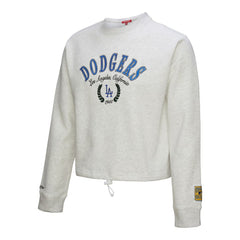 Los Angeles Dodgers Women's Cropped Toggle Pullover Sweatshirt - Heather Gray | Mitchell & Ness
