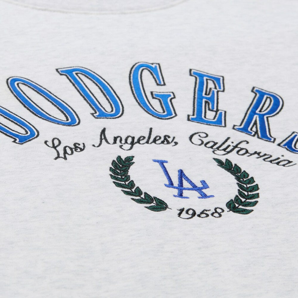 Los Angeles Dodgers Women's Cropped Toggle Pullover Sweatshirt - Heather Gray | Mitchell & Ness