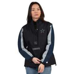 Dallas Cowboys Starter Women's Thursday Night Gridiron Half-Zip Jacket - Black/Navy outlet