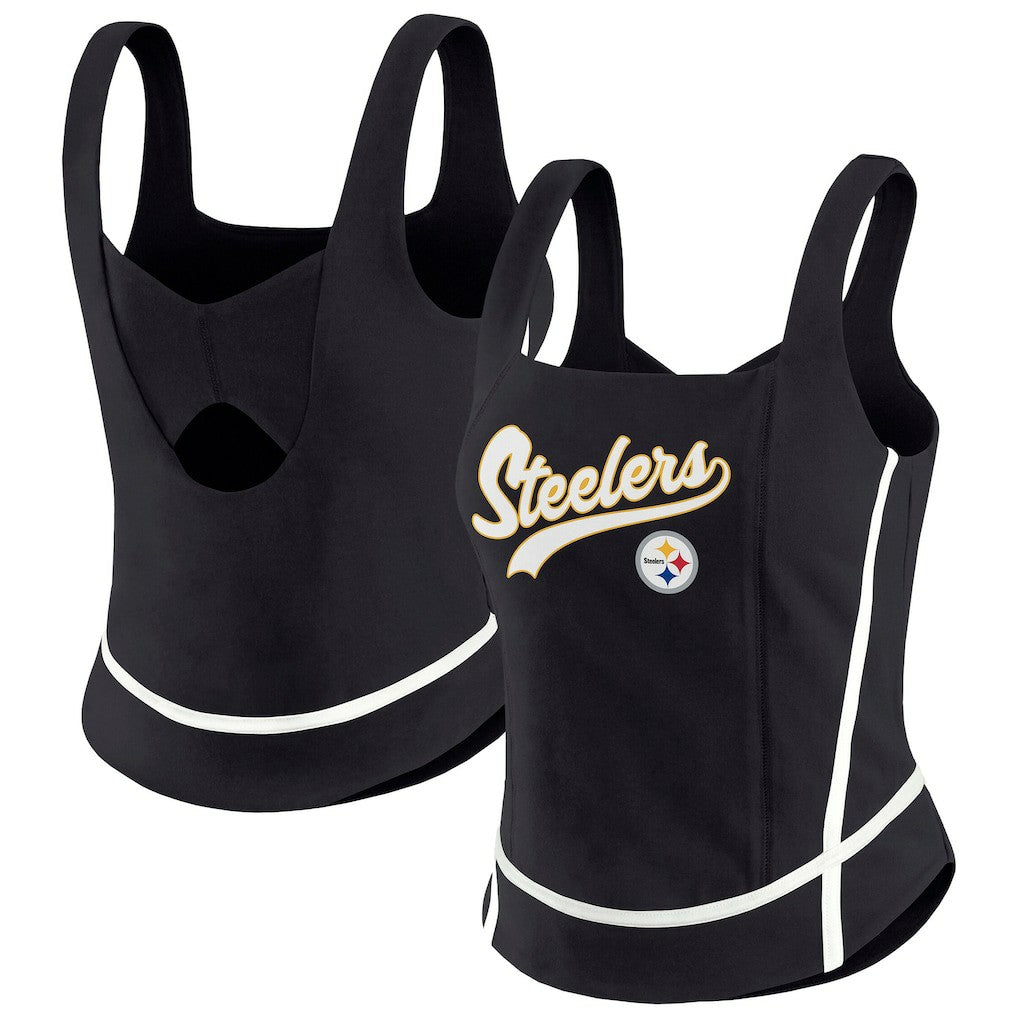 Pittsburgh Steelers WEAR by Erin Andrews Women's Square Neck Tank Top - Black sale