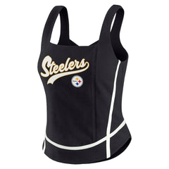 Pittsburgh Steelers WEAR by Erin Andrews Women's Square Neck Tank Top - Black sale