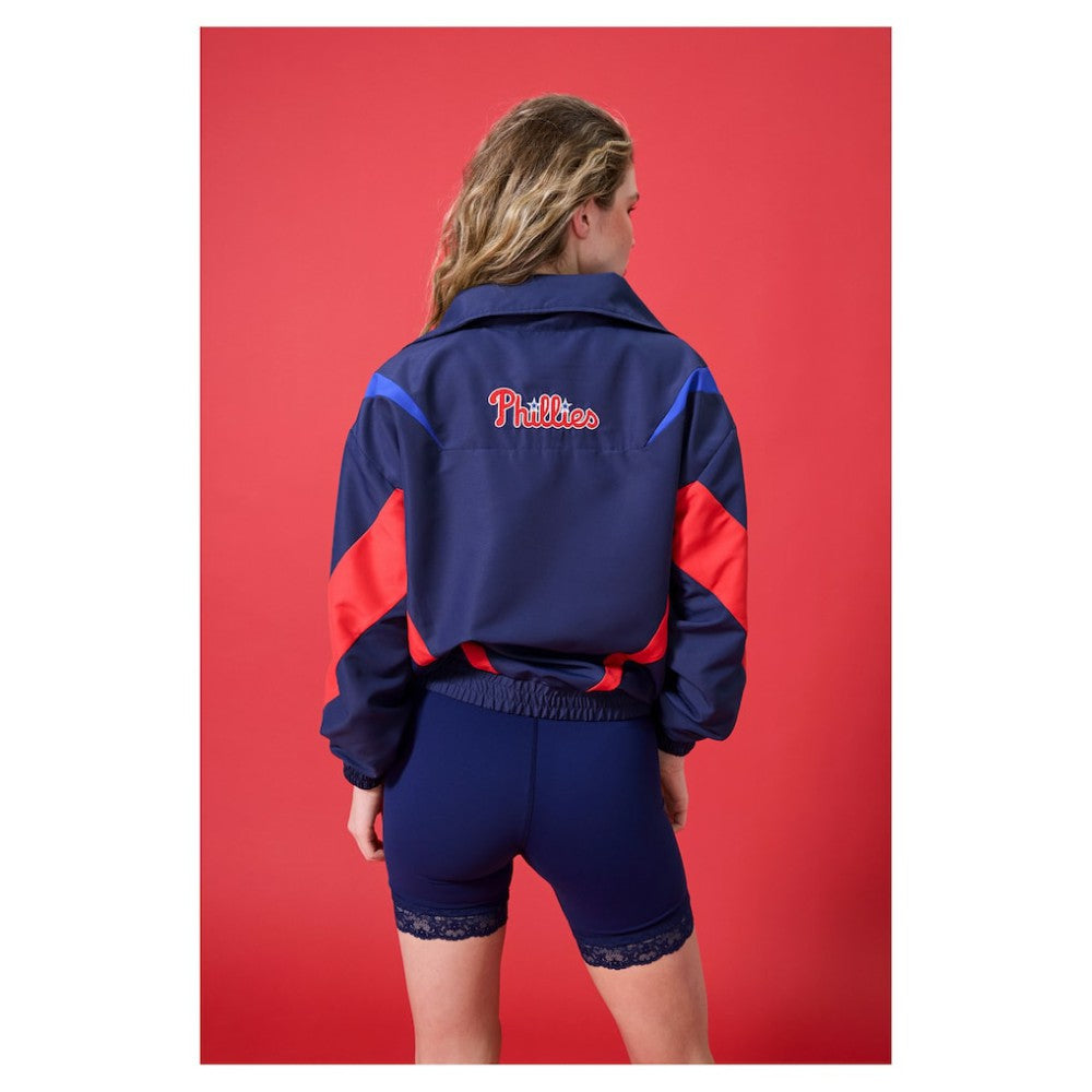 Philadelphia Phillies Terez Women's Ripstop Chevron Quarter-Zip Pullover - Navy