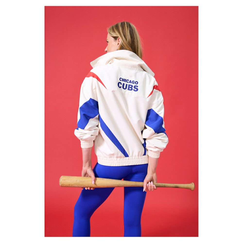 Chicago Cubs Terez Women's Ripstop Chevron Quarter-Zip Pullover - Cream