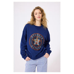 Houston Astros Terez Women's Oversized Gemstone Logo Sweatshirt - Navy