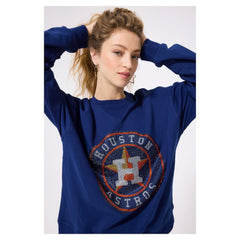 Houston Astros Terez Women's Oversized Gemstone Logo Sweatshirt - Navy