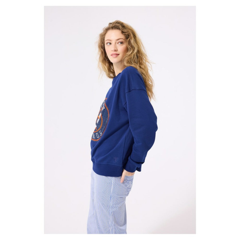 Houston Astros Terez Women's Oversized Gemstone Logo Sweatshirt - Navy