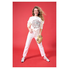 New York Yankees Terez Women's Oversized Gemstone Logo Sweatshirt - Cream