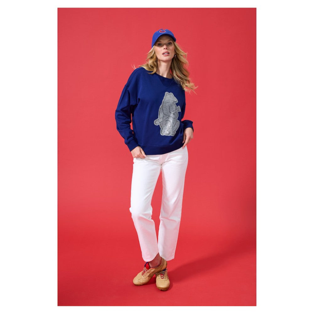 Chicago Cubs Terez Women's Oversized Gemstone Logo Sweatshirt - Navy