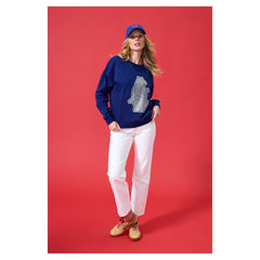 Chicago Cubs Terez Women's Oversized Gemstone Logo Sweatshirt - Navy