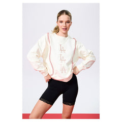 Los Angeles Dodgers Terez Women's Baseball Stitch Pullover Sweatshirt - Cream