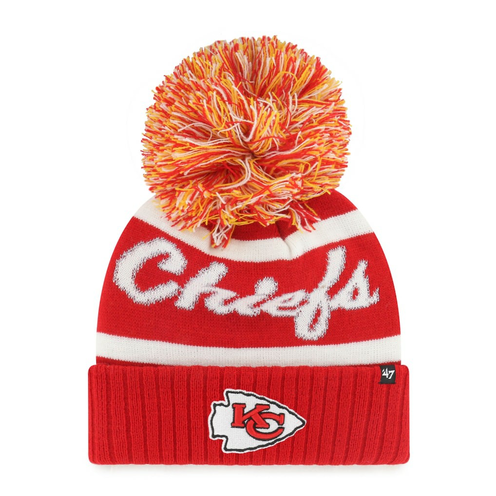 Kansas City Chiefs '47 Women's Spirited Cuffed Knit Hat with Pom - Red for sale