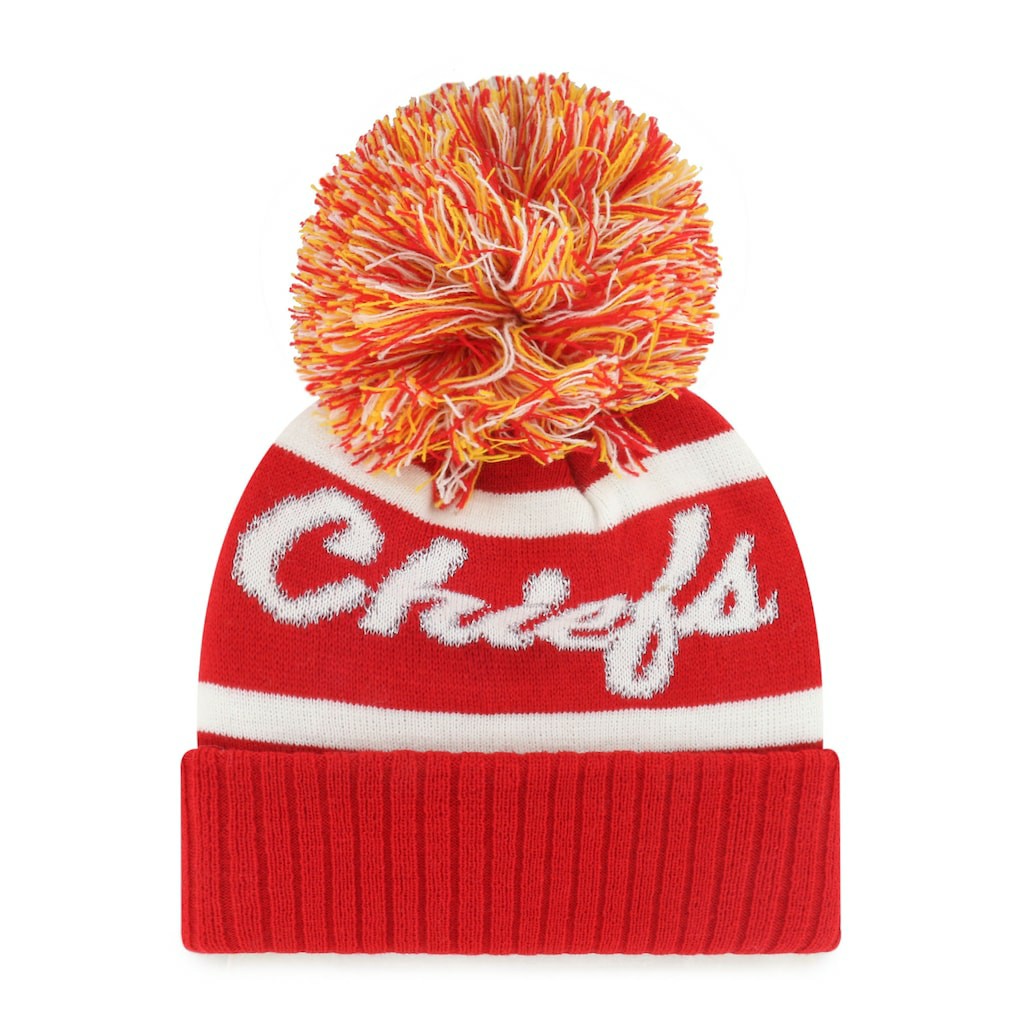 Kansas City Chiefs '47 Women's Spirited Cuffed Knit Hat with Pom - Red for sale