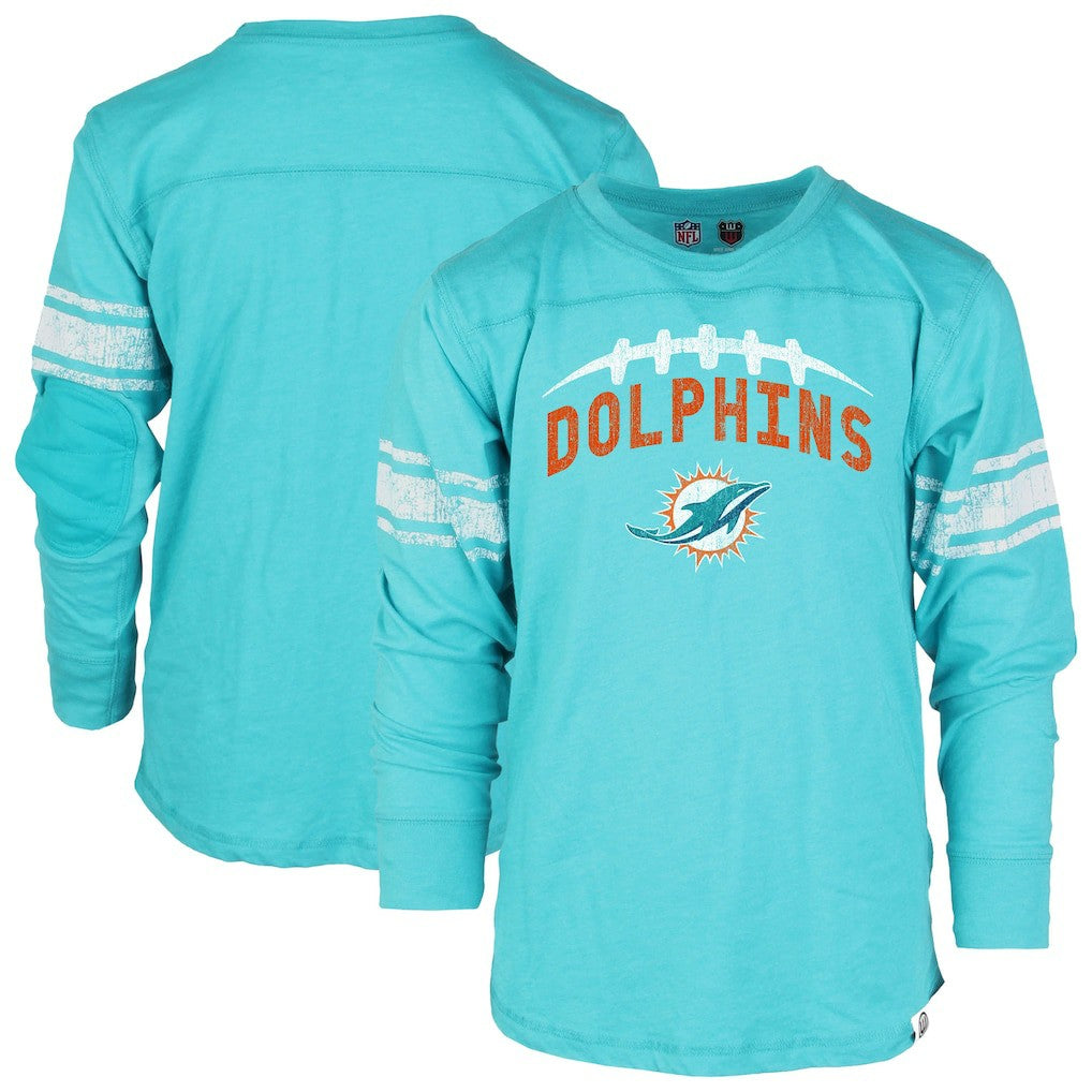 Miami Dolphins Wes & Willy Youth Football Long Sleeve T-Shirt - Aqua sale