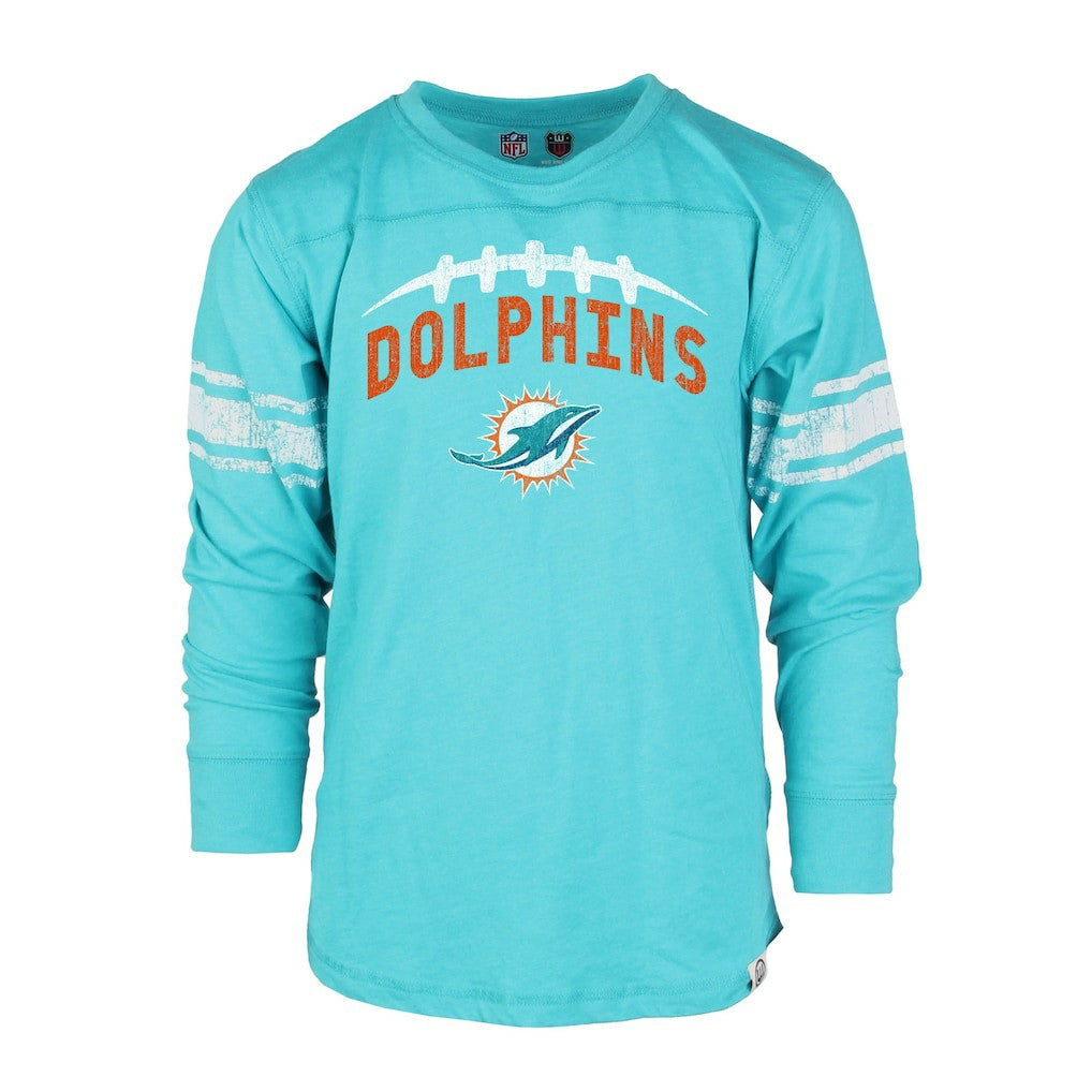 Miami Dolphins Wes & Willy Youth Football Long Sleeve T-Shirt - Aqua sale