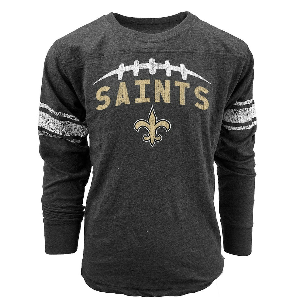 New Orleans Saints Wes & Willy Youth Football Long Sleeve T-Shirt - Black for sale