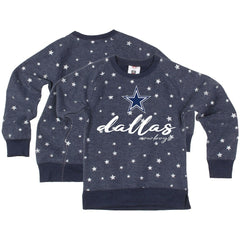 Dallas Cowboys Wes & Willy Girls Youth Shimmer Star Reverse Fleece Pullover Sweatshirt - Navy discount