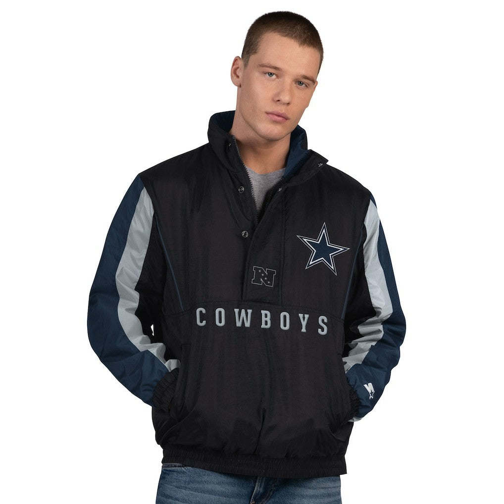 Dallas Cowboys Starter Thursday Night Gridiron Vintage Logo Half-Zip Jacket - Black discount