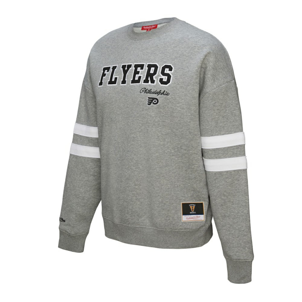 Philadelphia Flyers Mitchell & Ness Women's Logo Lightweight Pullover Sweatshirt Heather Gray