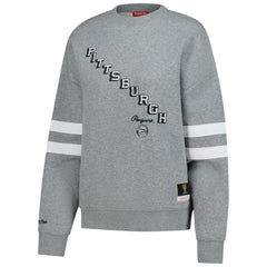 Pittsburgh Penguins Mitchell & Ness Women's Logo Lightweight Pullover Sweatshirt Heather Gray