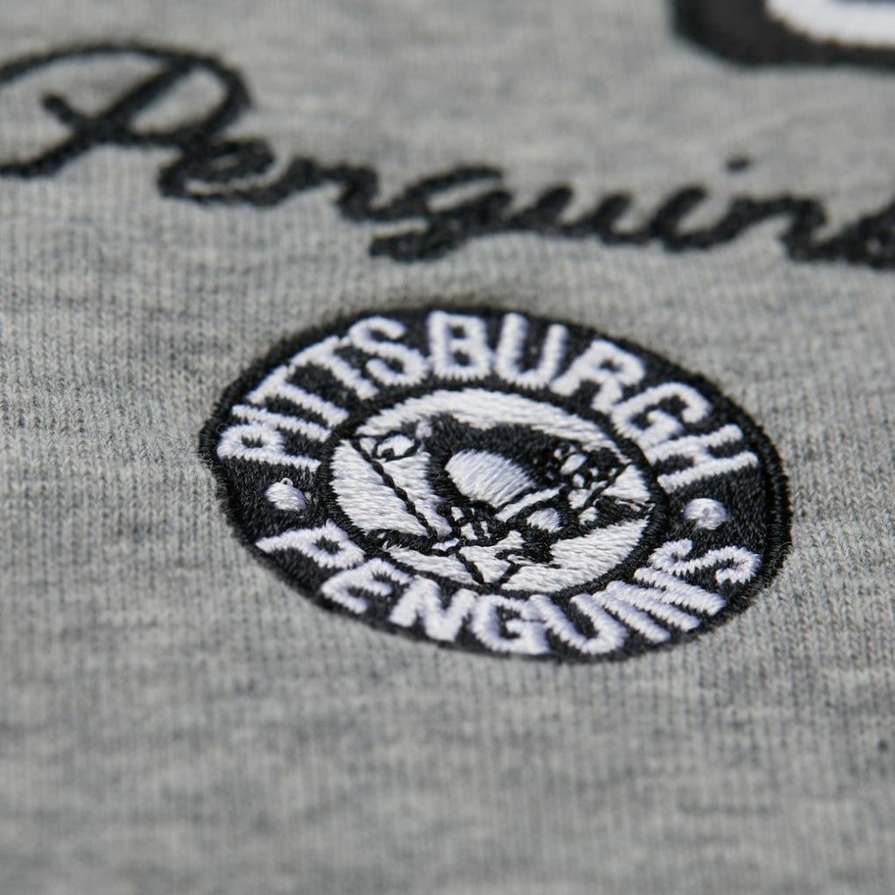 Pittsburgh Penguins Mitchell & Ness Women's Logo Lightweight Pullover Sweatshirt Heather Gray