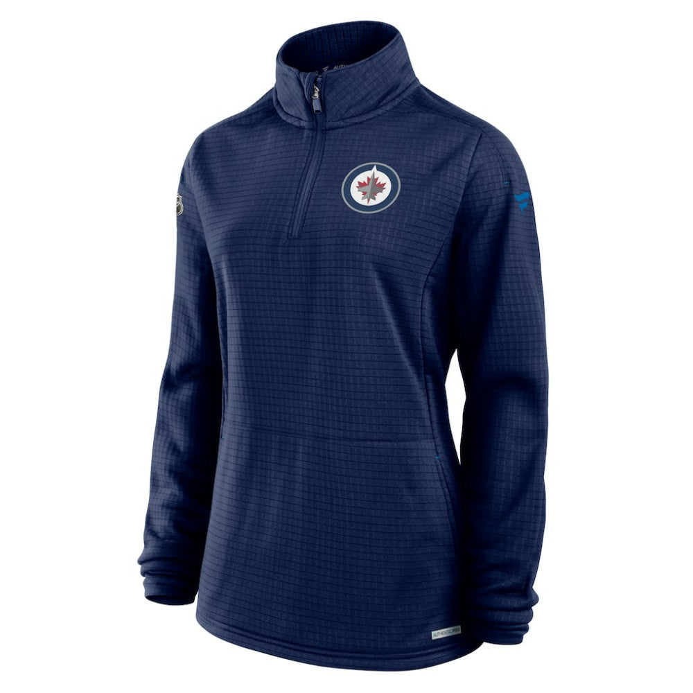 Winnipeg Jets Fanatics Women's Authentic Pro Rink Quarter-Zip Pullover  Navy