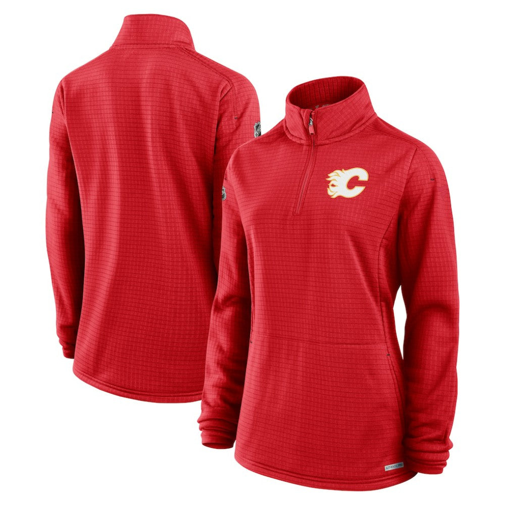 Calgary Flames Fanatics Women's Authentic Pro Rink Quarter-Zip Pullover  Red