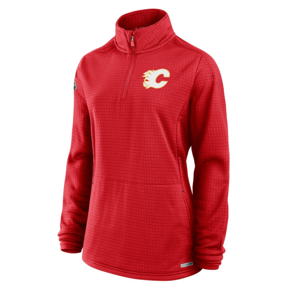 Calgary Flames Fanatics Women's Authentic Pro Rink Quarter-Zip Pullover  Red