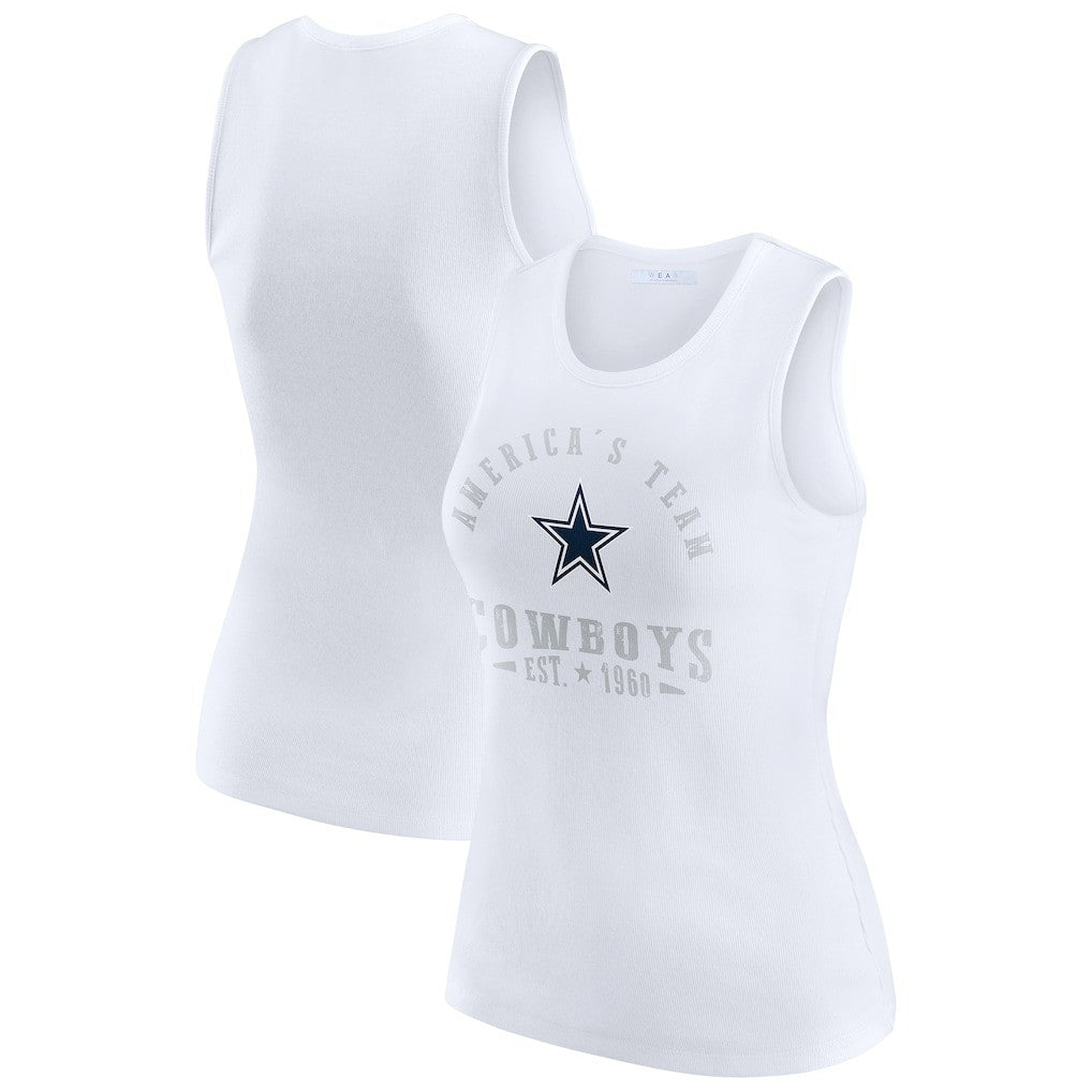 Dallas Cowboys WEAR by Erin Andrews Women's Ribbed Graphic Tank Top - White cheap