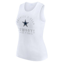 Dallas Cowboys WEAR by Erin Andrews Women's Ribbed Graphic Tank Top - White cheap