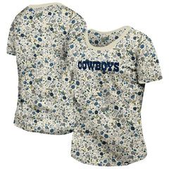 Dallas Cowboys New Era Women's Glam Game Floral Scoop Neck T-Shirt - Cream outlet