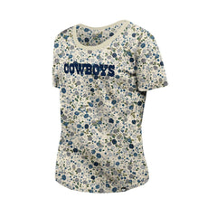 Dallas Cowboys New Era Women's Glam Game Floral Scoop Neck T-Shirt - Cream outlet