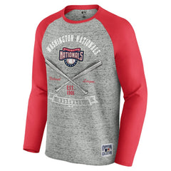 Washington Nationals Darius Rucker Collection Raw Edge Raglan Long Sleeve Baseball T-Shirt - Heather Gray