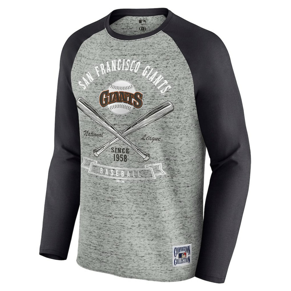San Francisco Giants Darius Rucker Collection Raw Edge Raglan Long Sleeve Baseball T-Shirt - Heather Gray